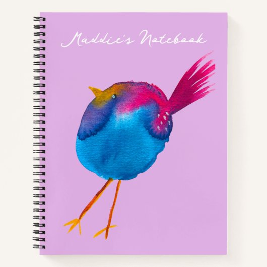 かわいい青い鳥の水色 ノートブック (正面)