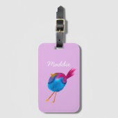 かわいい青い鳥の水色 ラゲッジタグ (正面縦)