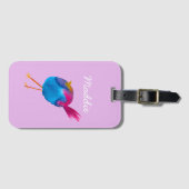 かわいい青い鳥の水色 ラゲッジタグ (正面横)