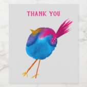 かわいい青い鳥の水色 ワインラベル (シングルラベル)