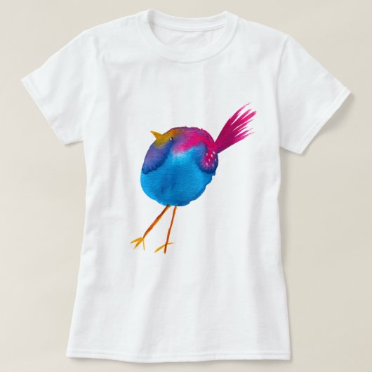 かわいい青い鳥の水色 Tシャツ (デザイン正面)