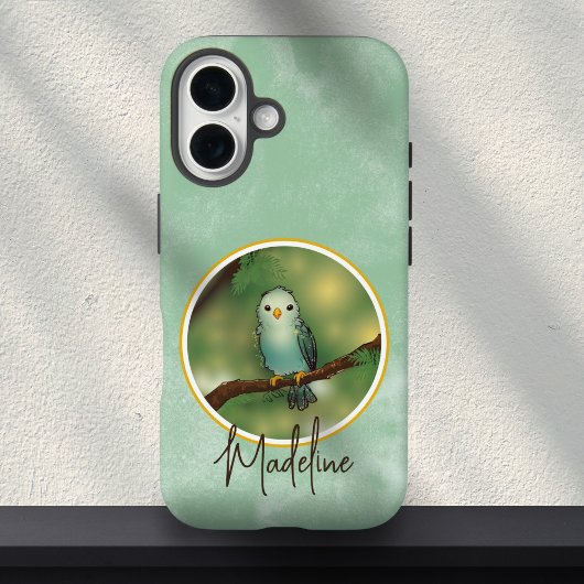 かわいい青い鳥の絵 カスタムネーム Case-Mate iPhoneケース