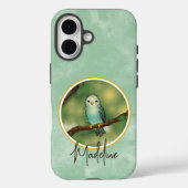 かわいい青い鳥の絵 カスタムネーム Case-Mate iPhoneケース (裏面)