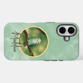 かわいい青い鳥の絵 カスタムネーム Case-Mate iPhoneケース (裏面 (横))