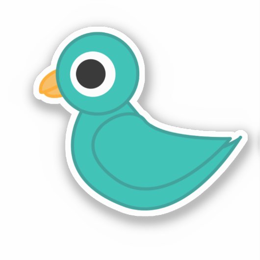 かわいい青い鳥 シール (正面)