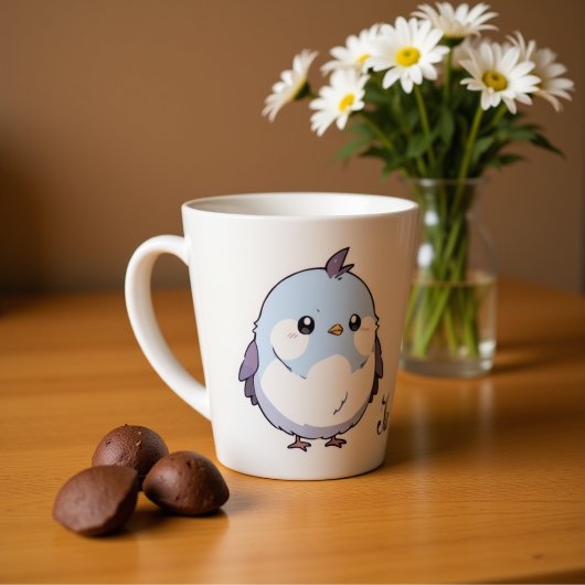 かわいい青い鳥 -動物 - かわいいパステルカラー カフェラテマグ