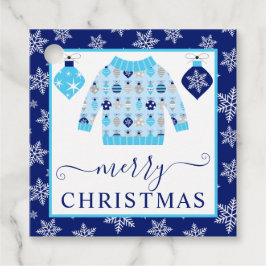 かわいい青とグレーのクリスマスジャンパー フェイバータグ