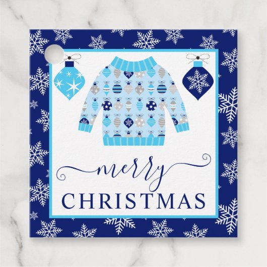 かわいい青とグレーのクリスマスジャンパー フェイバータグ (正面)