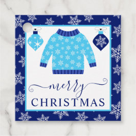 かわいい青とグレーのクリスマスジャンパー フェイバータグ