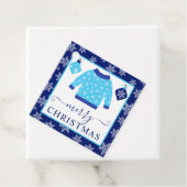 かわいい青とグレーのクリスマスジャンパー フェイバータグ (インサイチュ)