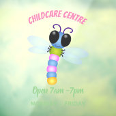 かわいい青とピンクのトンボ漫画イラストレーション ウィンドウサイン (シート3)