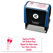 かわいい青とピンクのトンボ漫画イラストレーション セルフインキングスタンプ (インサイチュ)