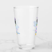 かわいい青とピンクのトンボ漫画イラストレーション タンブラーグラス (左)