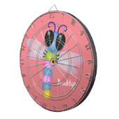 かわいい青とピンクのトンボ漫画イラストレーション ダーツボード (正面右)