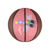 かわいい青とピンクのトンボ漫画イラストレーション ミニバスケットボール (縦)