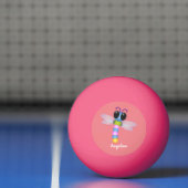 かわいい青とピンクのトンボ漫画イラストレーション 卓球ボール (ネット)