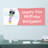 かわいい青とピンクのトンボ漫画イラストレーション 横断幕 (トレードショー)