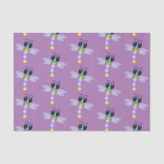 かわいい青とピンクのトンボ漫画イラストレーション 薄葉紙 (正面)