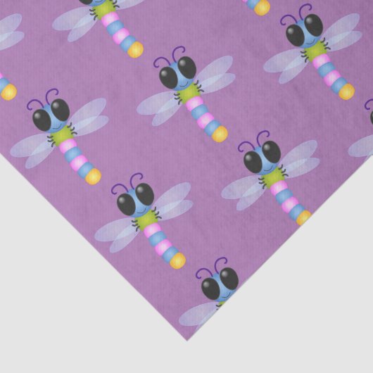 かわいい青とピンクのトンボ漫画イラストレーション 薄葉紙 (詳細)