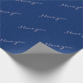 かわいい青とピンクのバレンタインデイラブ ラッピングペーパー (角)