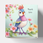 かわいい青とピンクの鳥の花柄ギフトボックス フェイバーボックス (上部)