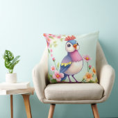 かわいい青とピンクの鳥の花柄クッションカバー クッション (椅子)