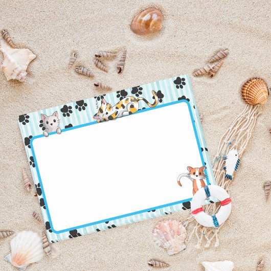 かわいい青と手のかわいい子猫4" x 3" ポストイット