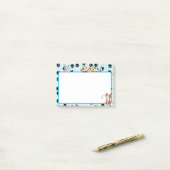 かわいい青と手のかわいい子猫4" x 3" ポストイット (デスク上)