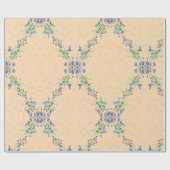 かわいい青と淡い茶色の花 ラッピングペーパー (フラット)