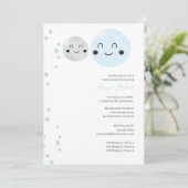 かわいい青と灰色の惑星赤ちゃん女の子シャワー 招待状 (スタンド正面)