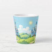 かわいい青と白のお城 カフェラテマグ (正面)