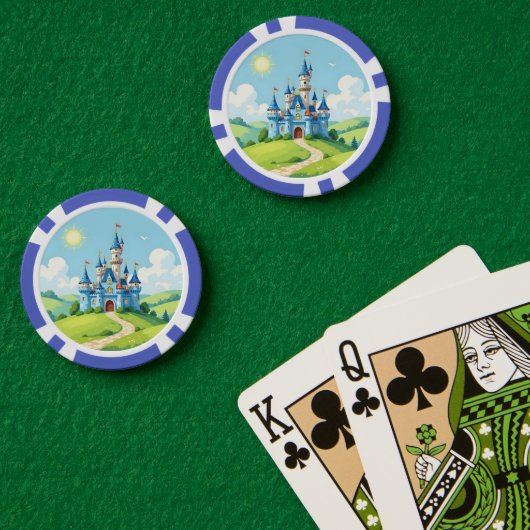 かわいい青と白のお城 ポーカーチップ (ポーカーテーブル (ダブル))