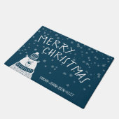 かわいい青と白のクマ陽気なクリスマススノーフレーク ドアマット (アングル)