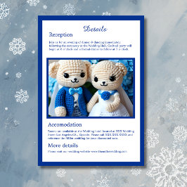 かわいい青と白のクロシェ結婚トのカップル エンクロージャーカード