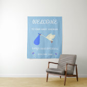 かわいい青と白のテキスト スタッフとラトル タペストリー (インサイチュ)