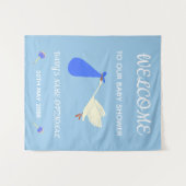 かわいい青と白のテキスト スタッフとラトル タペストリー (正面(横))