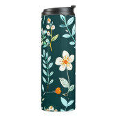 かわいい青と白のフローラ タンブラー (回転左)