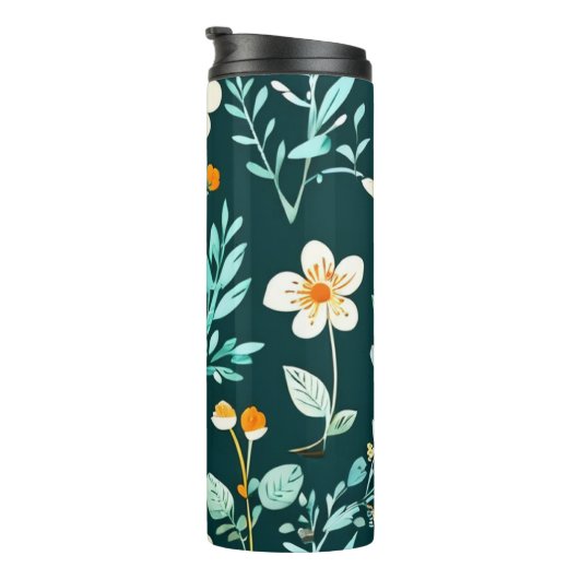 かわいい青と白のフローラ タンブラー (回転右)