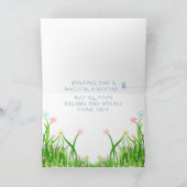 かわいい青と白の一角花誕生日 カード (内部)