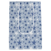 かわいい青と白の冬の星 ミディアムペーパーバッグ (裏面)
