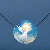 かわいい青と白ガーディアンエンジェルの水色 ラウンドシール