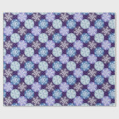 かわいい青と紫の雪の結晶クリスマスパターン ラッピングペーパー (フラット)