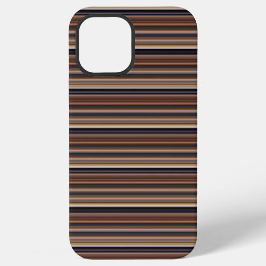 かわいい青と茶色のストライプ iPhoneケース (裏面)