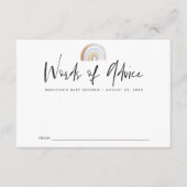 かわいい青と茶色の水色レインボーベビーシャワー アドバイスカード (正面)