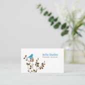 かわいい青と茶色の鳥 名刺 (スタンド正面)