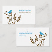 かわいい青と茶色の鳥 名刺 (正面/裏面)