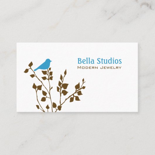 かわいい青と茶色の鳥 名刺 (正面)