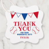 かわいい青と赤の野球ありがとう フェイバータグ (正面)