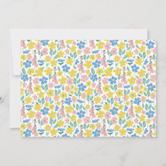 かわいい青と黄色のディティフローラブランチ泡立ち 招待状 (裏面)