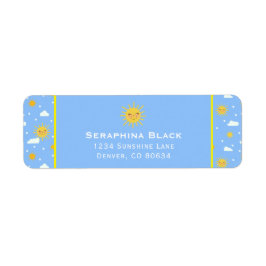 かわいい青と黄色の日照雲 ラベル